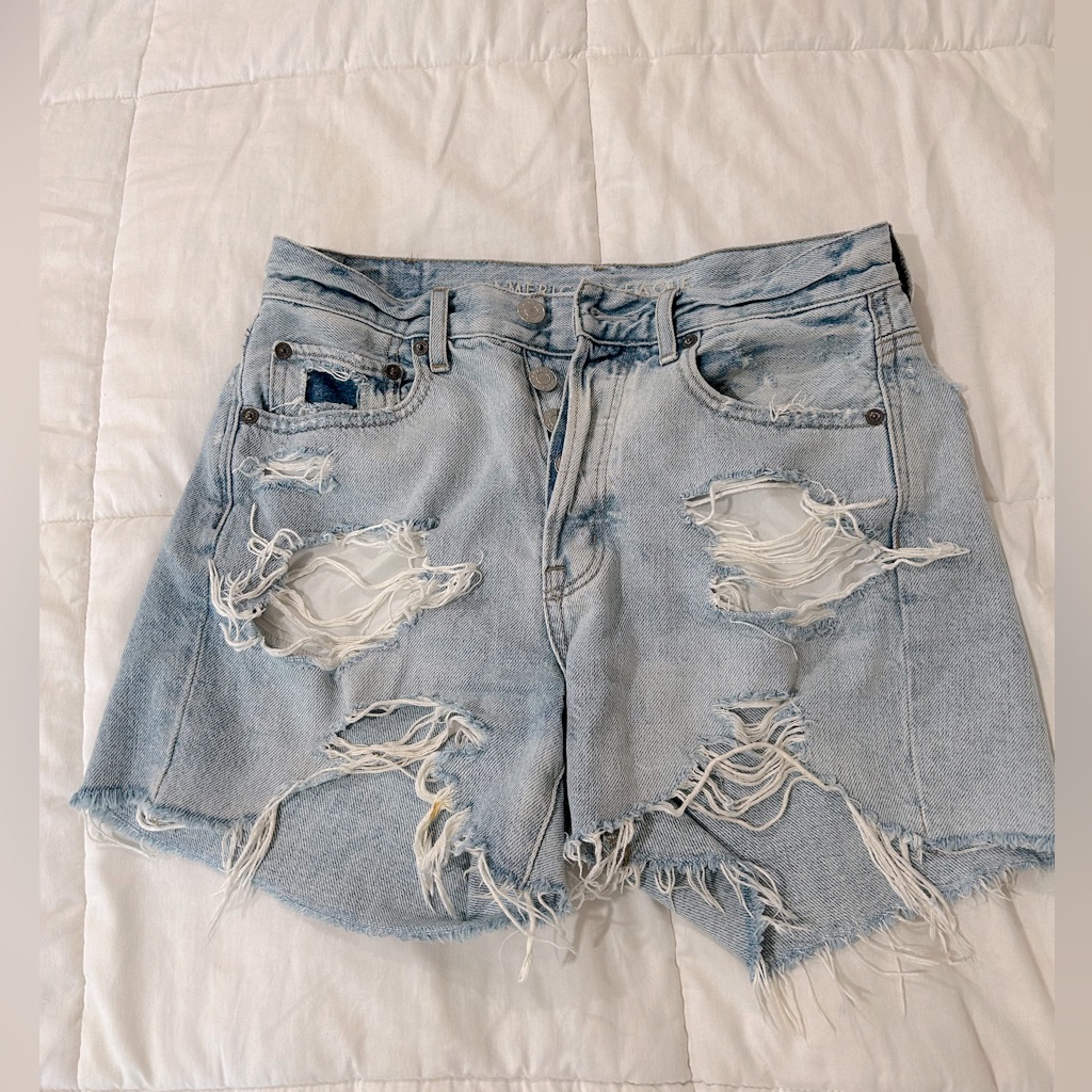 American Eagle Ripped High Rise Jean Shorts